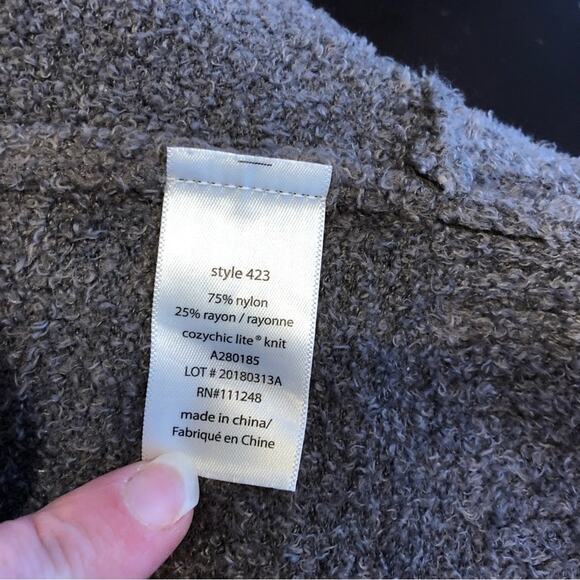 Barefoot Dreams CozyChic Lite taupe open front long cardigan size Medium - Picture 10 of 15